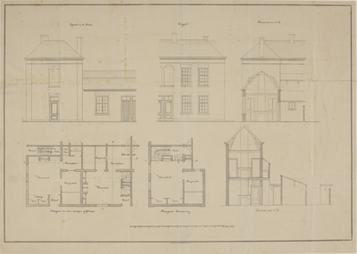 217286 Opstanden, doorsneden en plattegronden van een blok huizen aan de Catharijnesingel (tussen de Jeremiestraat en ...